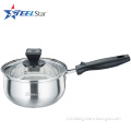Induction cookware stainless steel saucepan with glass lid